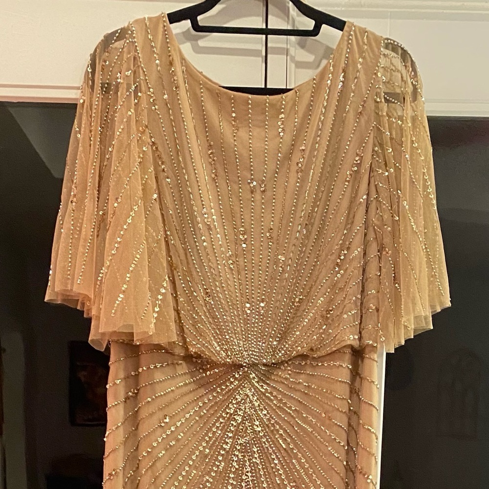 Adrianna Papell style number AP1E207051, Color: Champagne Gold, Size 12